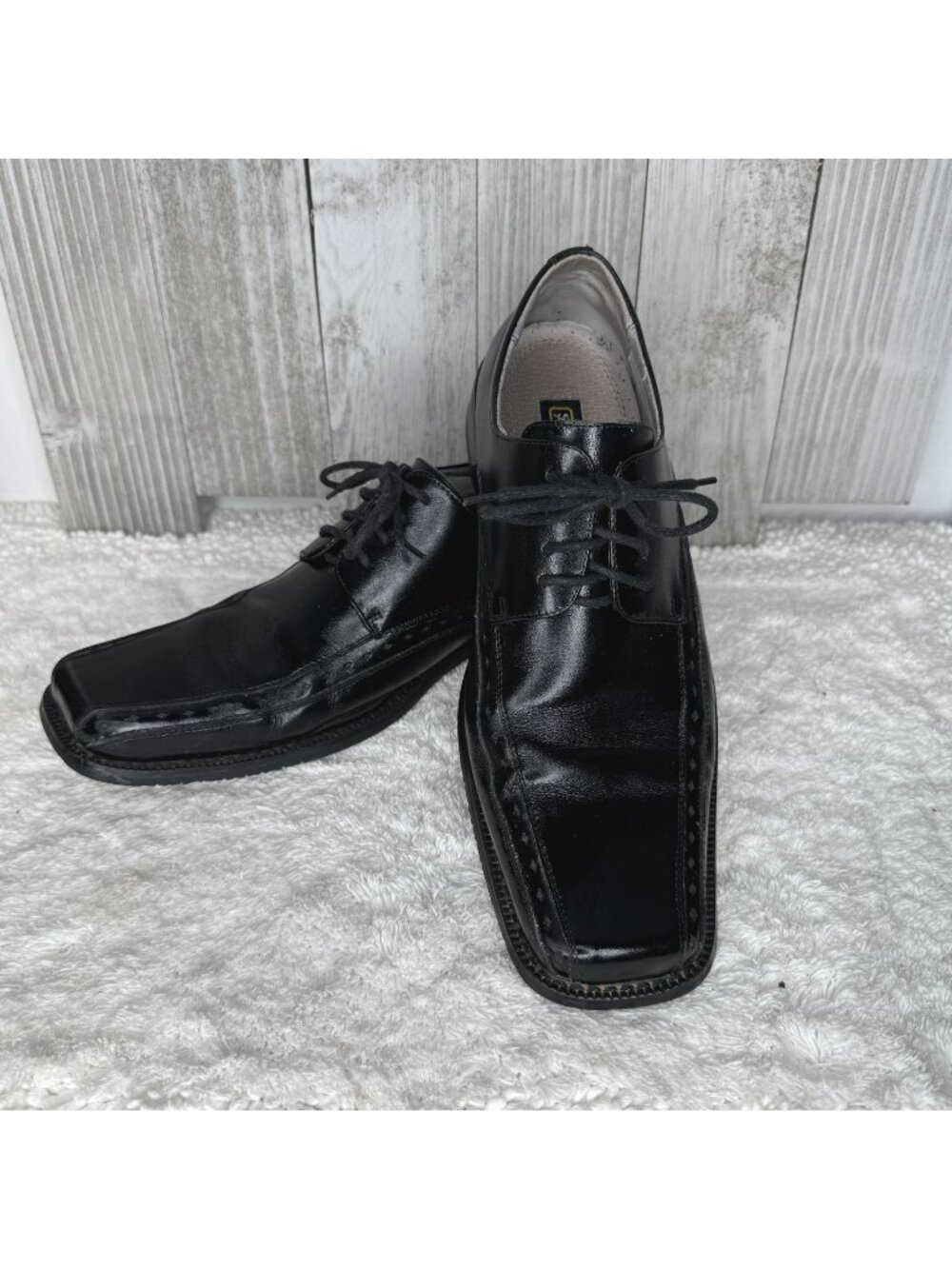 Mens Stacy Adams Black Leather Corrado Bicycle Toe Dress Oxfords Size 8.5